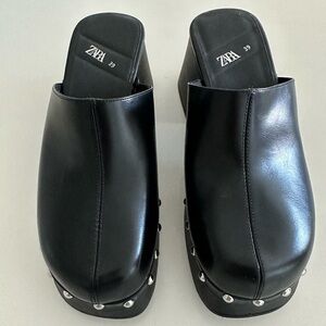 Zara Platform Clogs with silver studs